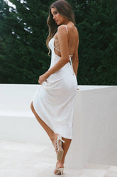 Dolce Life Low Back Midi Dress Oyster